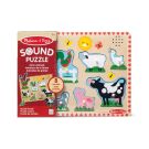 Дървен пъзел със звуци, Melissa & Doug, Животни от фермата, 8 части