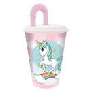 Чаша със сламка и капак, Stor, Unicorn, 430 мл