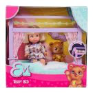 Комплект за игра кукла с креватче и мече, Evi Love, Teddy Bed