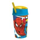 Чаша със сламка и горно отделение, Stor, Spiderman, 400 мл