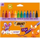 Комплект 12 маркера за оцветяване, Bic, Kids Confort Jumbo, 4.5 мм