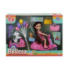 Комплект за игра с кукла Belissa на скутер и сладки животни, Розов