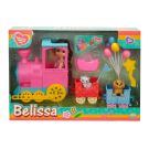 Комплект за игра с кукла Belissa, влакче и сладки животни, Розов