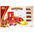 Комплект за игра с пожарна станция и 4 автомобила, Maxx Wheels