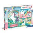 Пъзел Clementoni Еднорози, 3 x 48 части