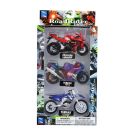 Комплект 3 метални мотоциклета, New Ray, Honda Suzuki Yamaha, 1:18