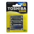 Комплект от 4 алкални батерии Toshiba, R6, Blu Line, AA
