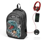 Раница с 4 отделения, Coral High, с USB, модел динозавър